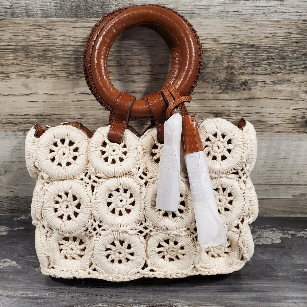 Patricia Nash Vobbia Crochet Tote in Natural NWT